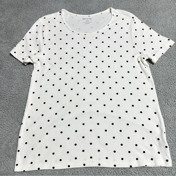 White Stag Polka Dot Tee Shirt Size L (12β14) Black Dot Print Cotton Haiti - Picture 1 of 7